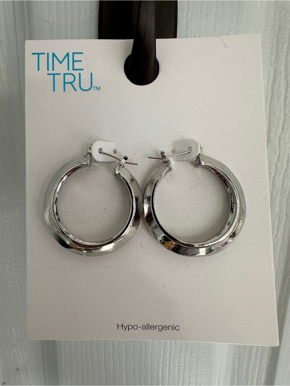 Time and Tru Polished Silver Hoop Earrings
